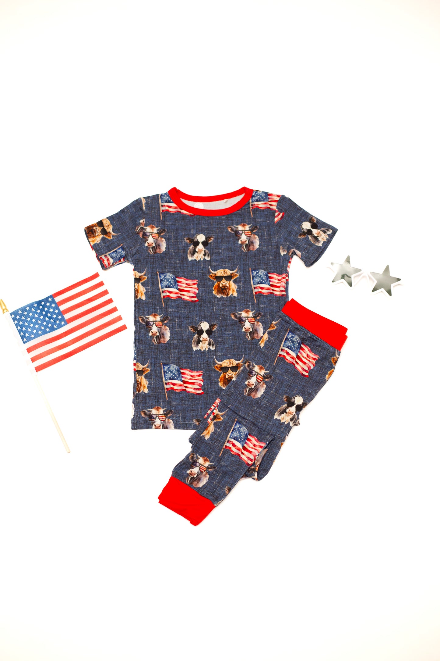Red, White & Moo Pajama Set