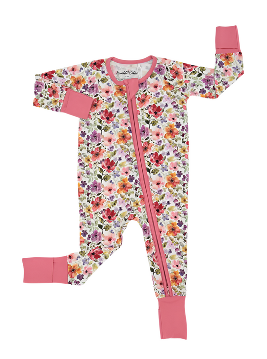 Watercolor Floral Convertible Footie