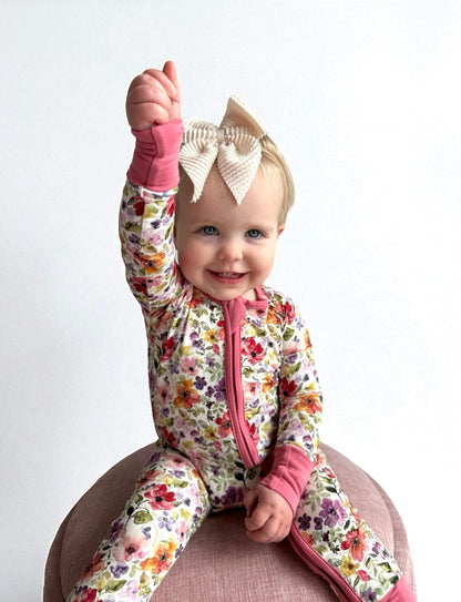 Watercolor Floral Convertible Footie