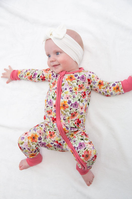 Watercolor Floral Convertible Footie