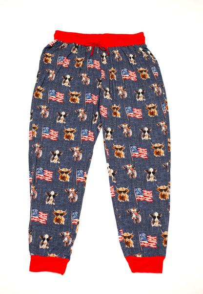 Red, White & Moo Adult Joggers
