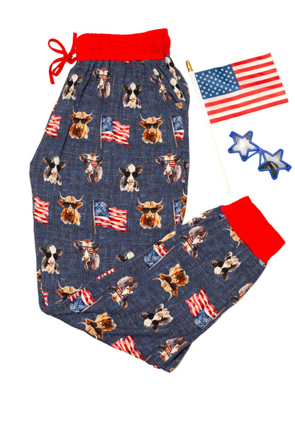 Red, White & Moo Adult Joggers