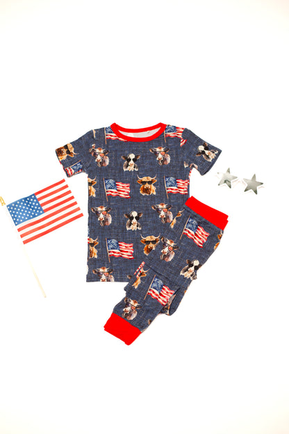 Red, White & Moo Pajama Set