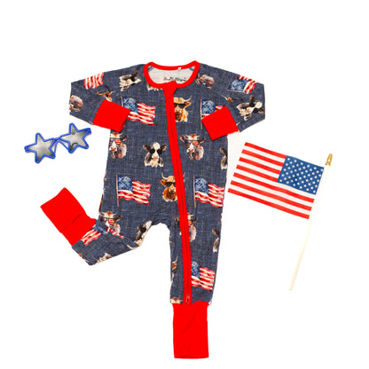 Red, White & Moo Convertible Footie