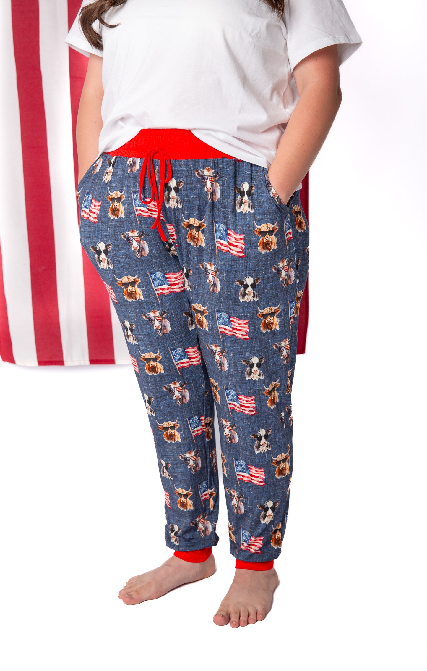 Red, White & Moo Adult Joggers
