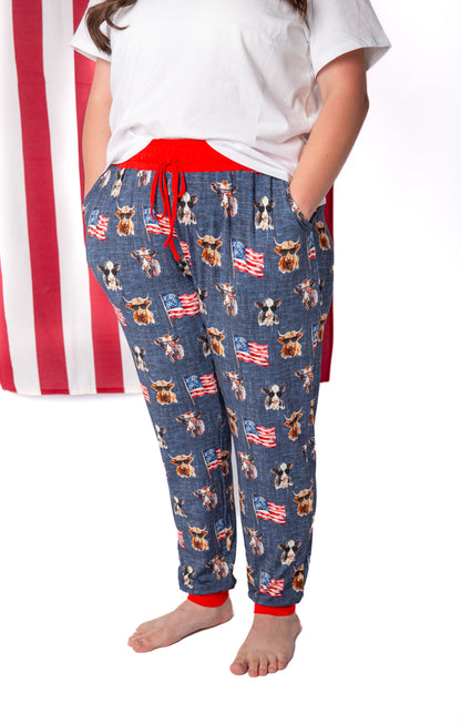 Red, White & Moo Adult Joggers