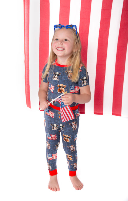 Red, White & Moo Pajama Set