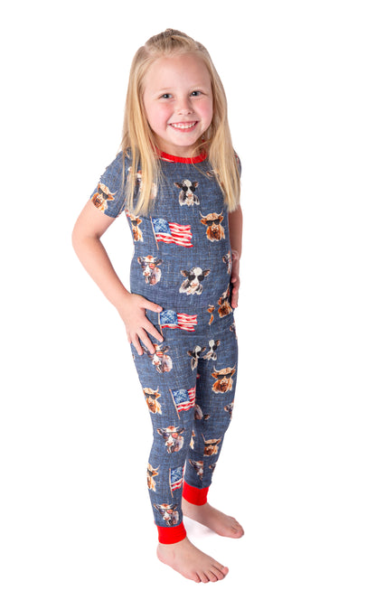 Red, White & Moo Pajama Set