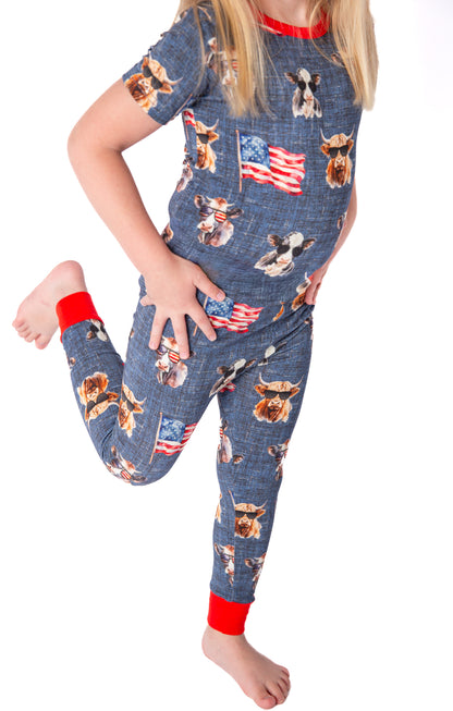 Red, White & Moo Pajama Set