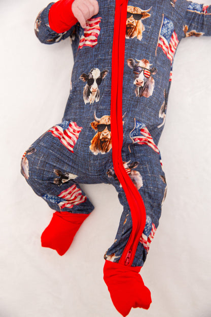 Red, White & Moo Convertible Footie