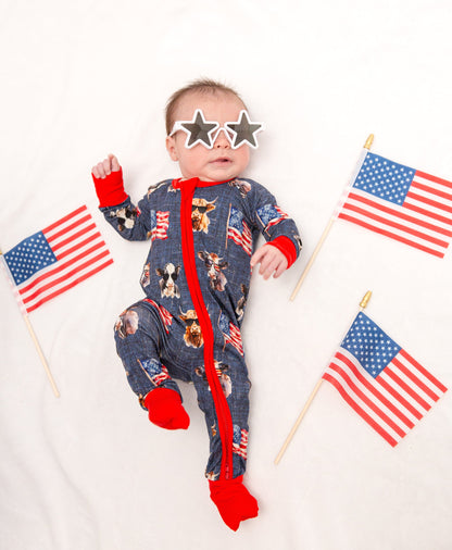 Red, White & Moo Convertible Footie