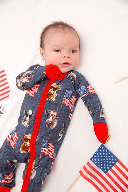 Red, White & Moo Convertible Footie