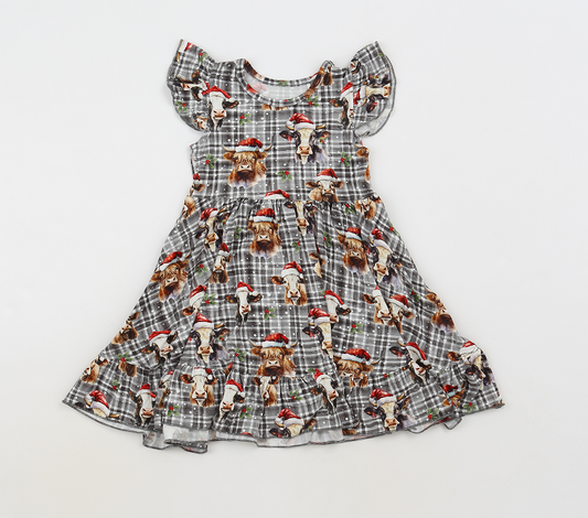 Christmas Cows Twirl Dress